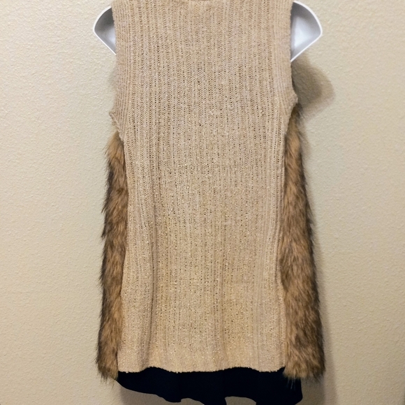 Womens XS Hippie Venus Faux Fur Sweater Vest. Natural. Side Pockets. - Picture 8 of 12